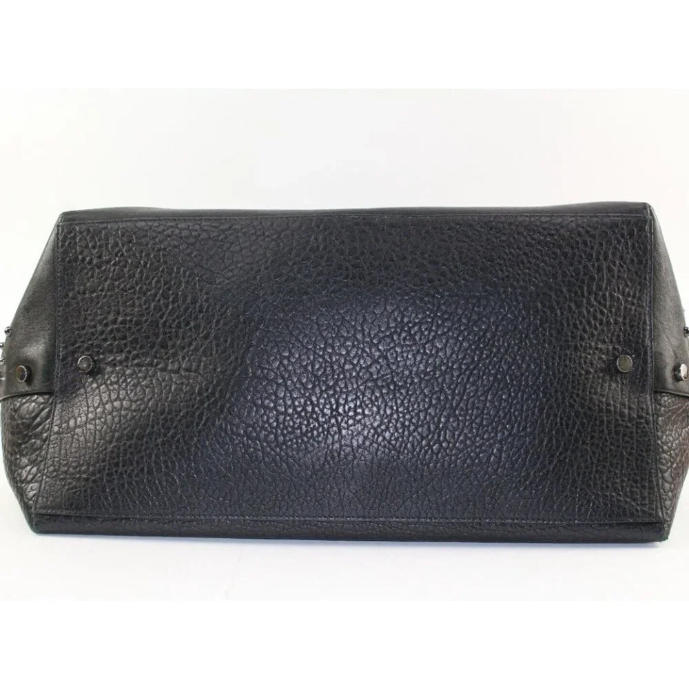 JIMMY CHOO Black Leather Studded Tote Spike Grommet Rivet 4JC1220K